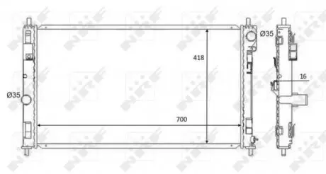 59089 Радиатор охлаждения Jeep Compass/Patriot/Chrysler Sebring 2.0/2.4 06- NRF подбор по vin на Brocar