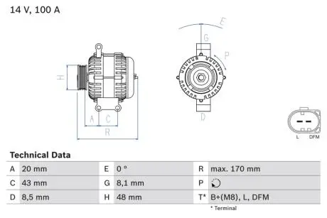 0986047220 Генератори BOSCH BOSCH підбір по vin на Brocar