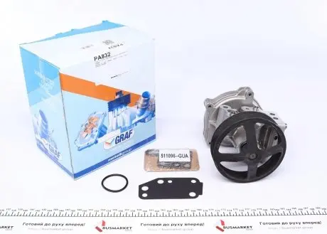 PA832 Помпа воды Ford Transit VII/VIII 2.4DI/TDCi/TDE 00-14 (R/B) (8 лоп.) (7 кан.) (с корпусом) GRAF підбір по vin на Brocar