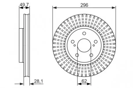 0986479633 Тормозной диск BOSCH підбір по vin на Brocar