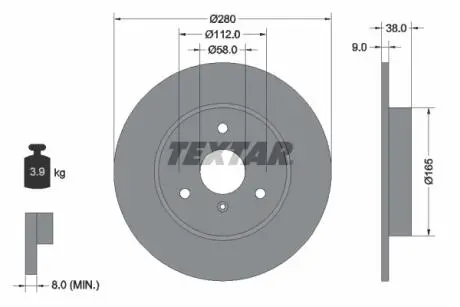 92097603 Тормозной диск TEXTAR подбор по vin на Brocar
