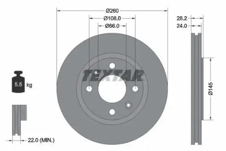 92078603 Гальмівний диск TEXTAR підбір по vin на Brocar