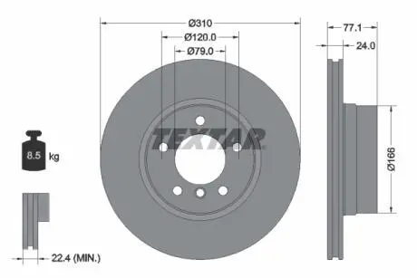 92122503 TARCZA HAM. BMW P. E60/E61 TEXTAR підбір по vin на Brocar