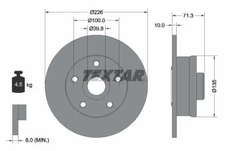 92153800 Гальмівний диск TEXTAR підбір по vin на Brocar