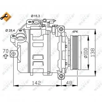 32433 Компрессор кондиционера BMW 5 (E60/E61)/7 (E65/E66/E67) 2.0-3.0D 01-10 NRF подбор по vin на Brocar