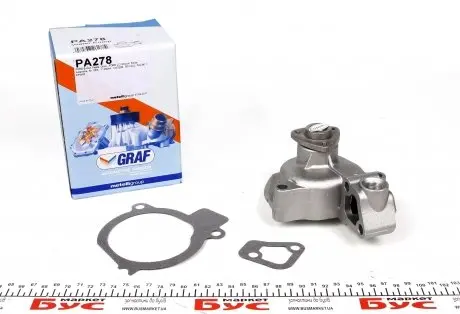 PA278 Помпа воды Ford Fiesta II/Escort III/IV 1.6D 84-90 (B/B) (9 лоп.) GRAF подбор по vin на Brocar