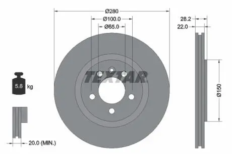 92057100 Тормозной диск TEXTAR підбір по vin на Brocar