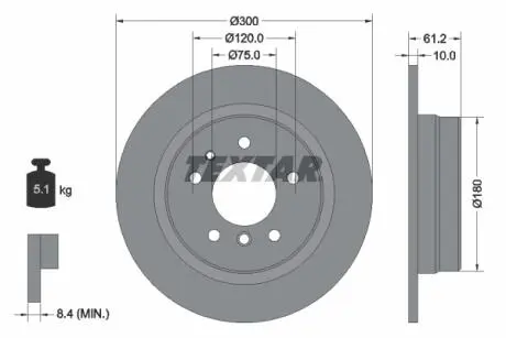 92042303 Тормозной диск TEXTAR подбор по vin на Brocar