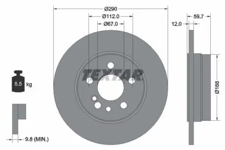 92056900 Тормозной диск TEXTAR подбор по vin на Brocar