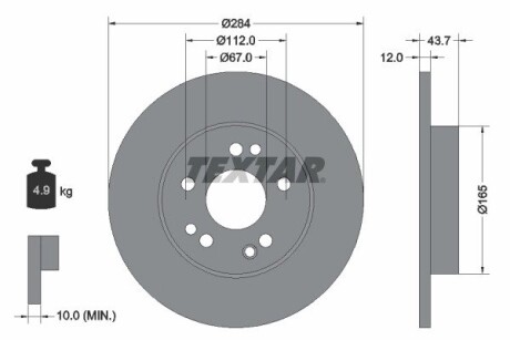 92031803 Диск тормозной (передний) MB E-class (W124) -97 (284x12) PRO TEXTAR подбор по vin на Brocar