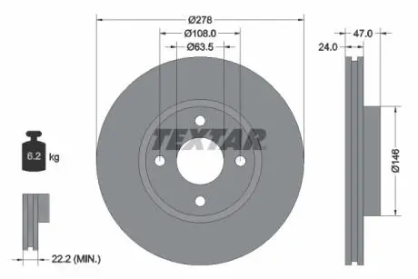 92075400 Тормозной диск TEXTAR подбор по vin на Brocar