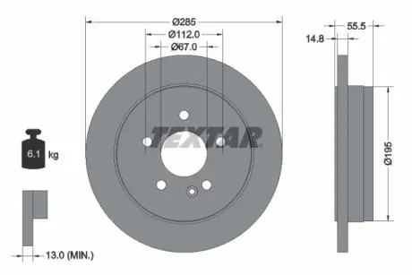 92090003 Гальмівний диск TEXTAR підбір по vin на Brocar