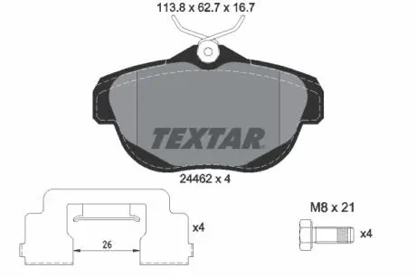 2446201 Комплект тормозных колодок, дисковый тормоз TEXTAR підбір по vin на Brocar