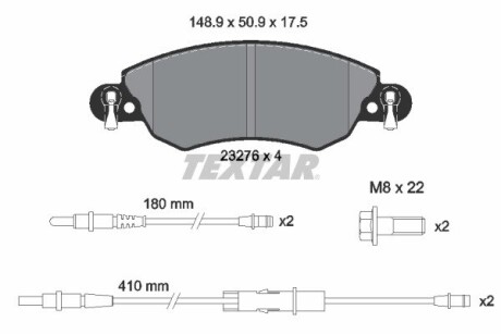 2327601 Комплект тормозных колодок, дисковый тормоз TEXTAR підбір по vin на Brocar