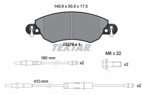 2327601 Гальмівні колодки, дискове гальмо (набір) TEXTAR підбір по vin на Brocar