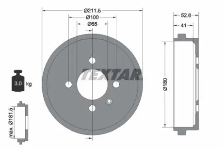 94022700 Тормозной барабан 94022700 TEXTAR TEXTAR підбір по vin на Brocar