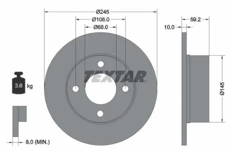 92026100 Гальмівний диск TEXTAR підбір по vin на Brocar