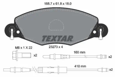 2327301 Гальмівні колодки, дискове гальмо (набір) TEXTAR підбір по vin на Brocar