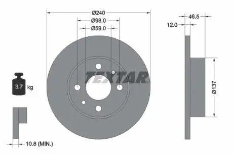 92034500 Гальмівний диск 92034500 TEXTAR TEXTAR підбір по vin на Brocar