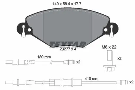 2327701 Гальмівні колодки, дискове гальмо (набір) TEXTAR підбір по vin на Brocar