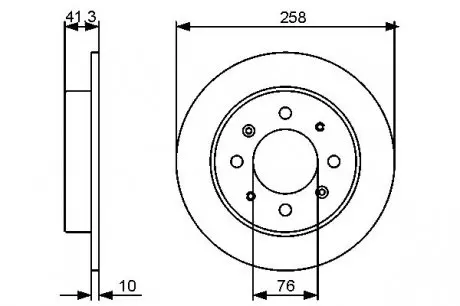 0986479462 Диск тормозной (задний) Kia Cerato 1.5-2.0 04-09 (258x10) BOSCH підбір по vin на Brocar