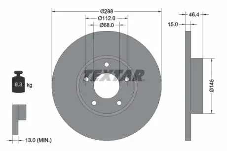 92057403 Гальмівний диск 92057403 TEXTAR TEXTAR підбір по vin на Brocar