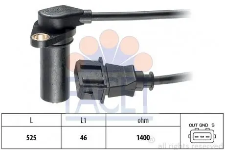 90068 Датчик коленвала A4/A6/Caddy/Golf/Passat/Polo/Sharan 1.7/1.9 93-04 FACET подбор по vin на Brocar