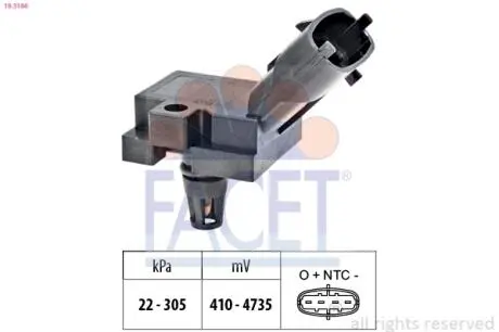 103186 Датчик давления воздуха Ford Kuga/Mondeo/S-Max 2.0/2.5 EcoBoost/Turbo 06-> FACET подбор по vin на Brocar