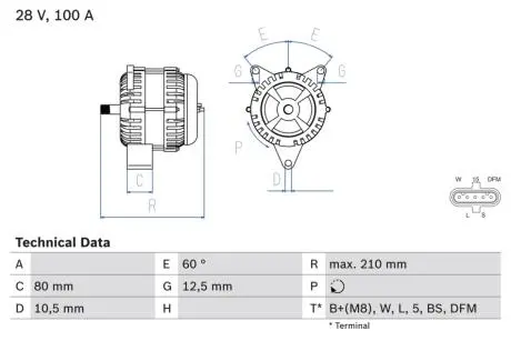 0986048110 Генератор 0 986 048 110 BOSCH BOSCH підбір по vin на Brocar