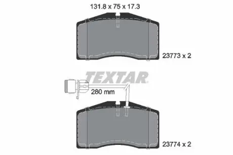 2377301 Комплект тормозных колодок, дисковый тормоз TEXTAR подбор по vin на Brocar