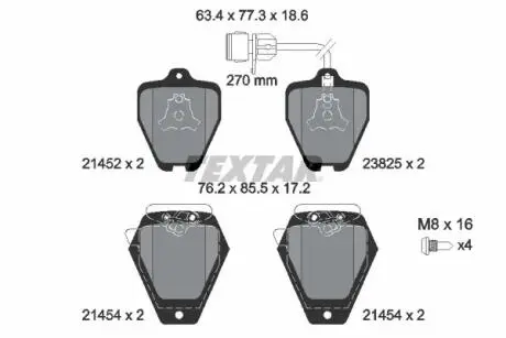 2145201 Гальмівні колодки, дискове гальмо (набір) TEXTAR підбір по vin на Brocar