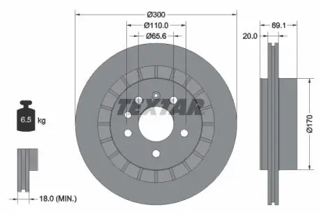 92164900 Гальмівний диск TEXTAR підбір по vin на Brocar