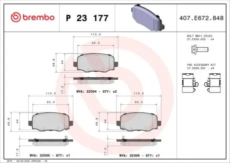 P23177 Тормозные колодки к-кт. BREMBO подбор по vin на Brocar