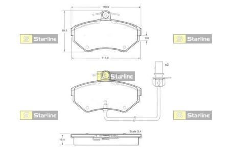 BDS144 Тормозные колодки к-кт. STARLINE подбор по vin на Brocar