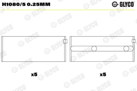 H10805025MM Вкладыши коренные (к-кт) GLYCO подбор по vin на Brocar