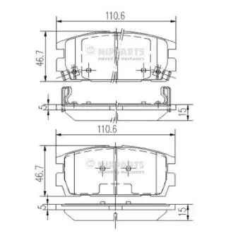 J3610511 Колодки тормозные (задние) Hyundai Terracan 01-06 NIPPARTS подбор по vin на Brocar