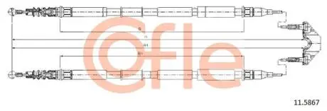 115867 Трос ручного гальма зад. L 1774/1749 Opel Zafira 1.6/1.8/2.0/2.2/1.7CDTi/1.9CDTi 05&gt; COFLE підбір по vin на Brocar