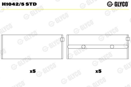 H10425STD Вкладыши коренные (к-кт) GLYCO подбор по vin на Brocar