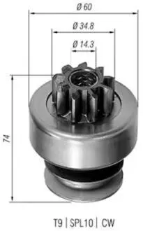 940113020101 Бендикс (z=9) FIAT Ducato 2,5D -94 IVECO Daily 2,5 turbo -96 MAGNETI MARELLI подбор по vin на Brocar