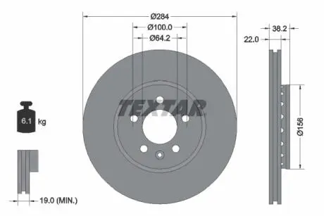 92103400 Гальмівний диск TEXTAR підбір по vin на Brocar
