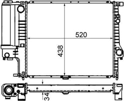 CR244001S Радиатор охлаждения BMW 5 (E39) 2.0-2.8i 97-03 (M52) MAHLE / KNECHT подбор по vin на Brocar