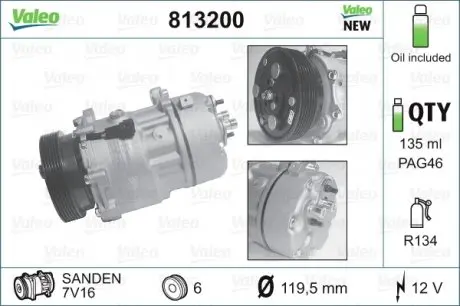 813200 Компрессор кондиционера VW Caddy II 96-04 VALEO подбор по vin на Brocar