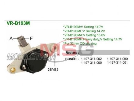 VRB193M Регулятор генератора MOBILETRON подбор по vin на Brocar