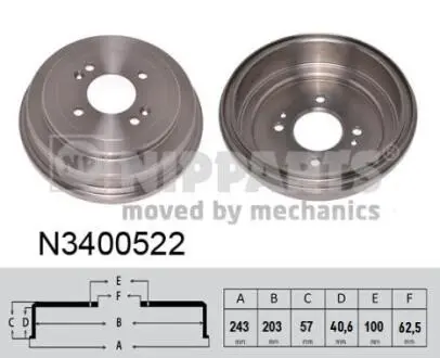 N3400522 Тормозной барабан NIPPARTS подбор по vin на Brocar