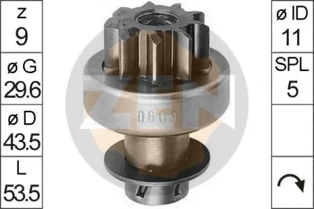 ZN0809 Бендикс стартера ZEN підбір по vin на Brocar