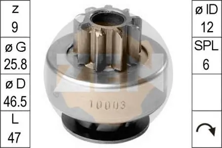ZN10003 Бендикс стартера ZEN подбор по vin на Brocar