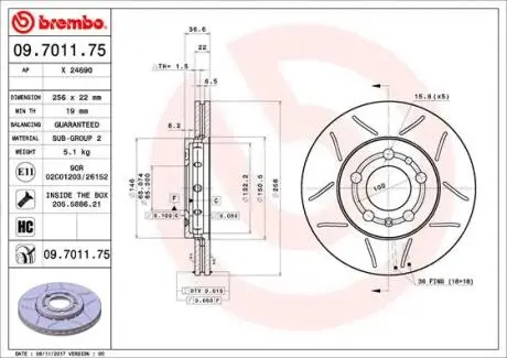 09701175 Гальмівний диск BREMBO підбір по vin на Brocar