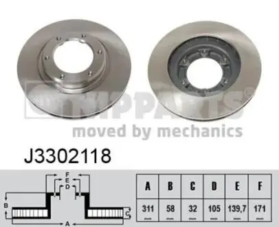 J3302118 Тормозной диск NIPPARTS подбор по vin на Brocar