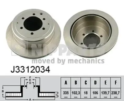 J3312034 Тормозной диск NIPPARTS подбор по vin на Brocar