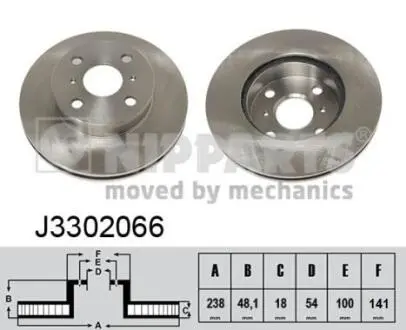 J3302066 Тормозной диск NIPPARTS подбор по vin на Brocar